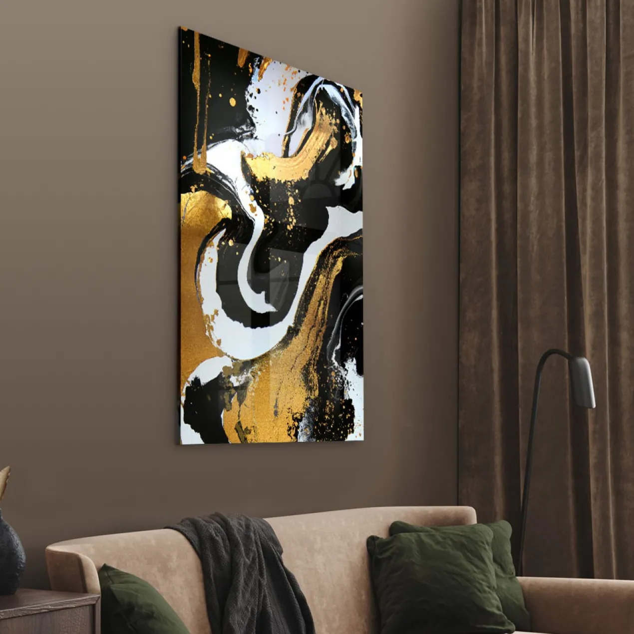 Walljar acrylglas schilderij - Golden Strokes Acrylglas schilderij - 70 x 100 cm