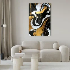 Walljar acrylglas schilderij - Golden Strokes Acrylglas schilderij - 70 x 100 cm
