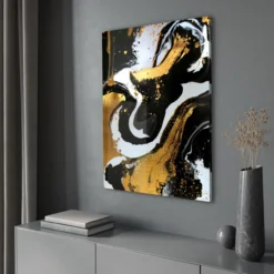 Walljar acrylglas schilderij - Golden Strokes Acrylglas schilderij - 150 x 225 cm