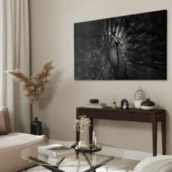 Walljar acrylglas schilderij - Golden Peacock Acrylglas schilderij - 70 x 100 cm