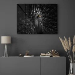 Walljar acrylglas schilderij - Golden Peacock Acrylglas schilderij - 120 x 180 cm