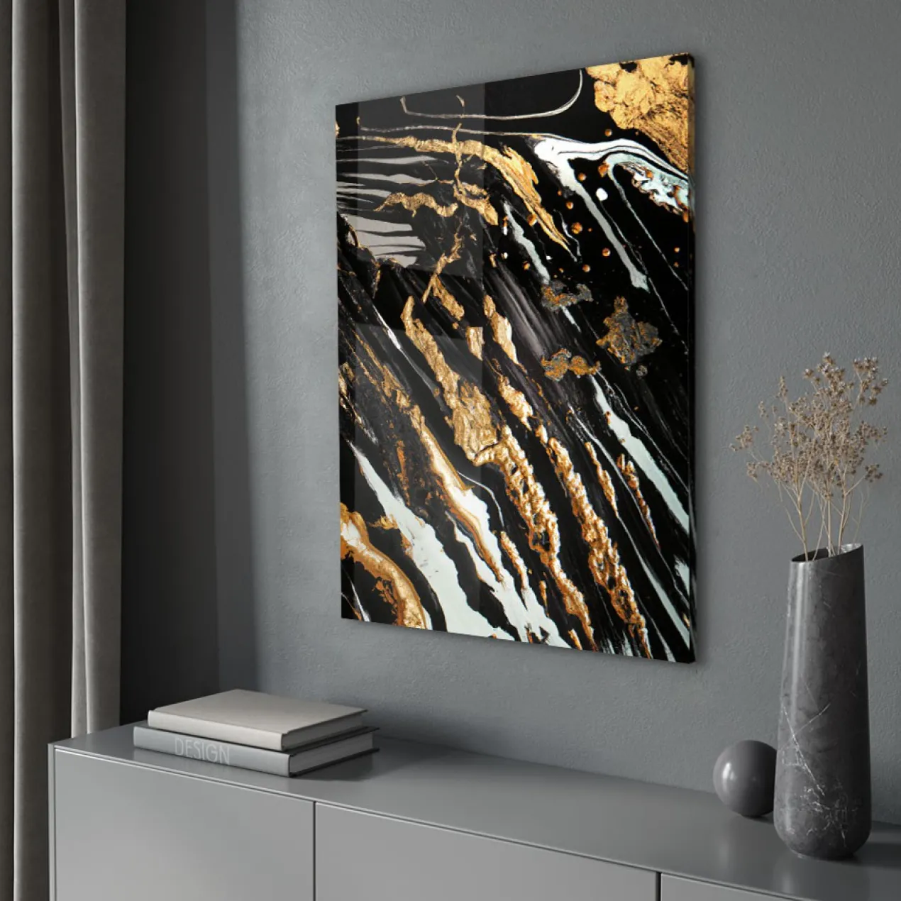 Walljar acrylglas schilderij - Golden paint Acrylglas schilderij - 60 x 90 cm