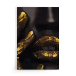 Walljar acrylglas schilderij - Golden Lips Acrylglas schilderij - 70 x 100 cm