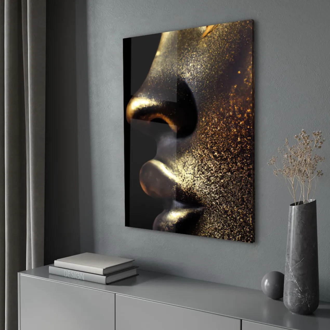 Walljar acrylglas schilderij - Golden Closeup Acrylglas schilderij - 150 x 225 cm