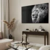 Walljar acrylglas schilderij - Gazing Lion Acrylglas schilderij - 120 x 180 cm