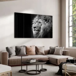 Walljar acrylglas schilderij - Gazing Lion Acrylglas schilderij - 150 x 225 cm