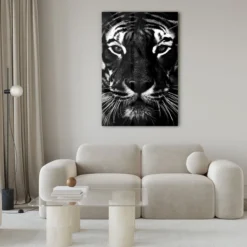 Walljar acrylglas schilderij - Facing Tiger Acrylglas schilderij - 60 x 90 cm