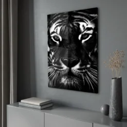 Walljar acrylglas schilderij - Facing Tiger Acrylglas schilderij - 60 x 90 cm