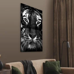 Walljar acrylglas schilderij - Facing Tiger Acrylglas schilderij - 150 x 225 cm