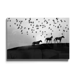 Walljar acrylglas schilderij - Distant Horses Acrylglas schilderij - 120 x 180 cm