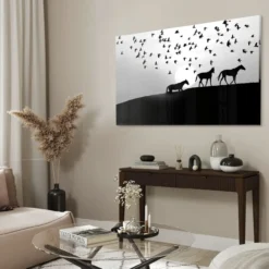 Walljar acrylglas schilderij - Distant Horses Acrylglas schilderij - 150 x 225 cm