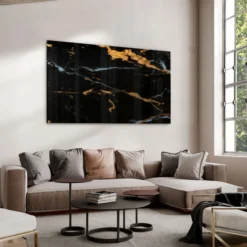 Walljar acrylglas schilderij - Dark Marble Acrylglas schilderij - 80 x 120 cm