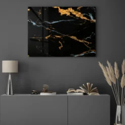 Walljar acrylglas schilderij - Dark Marble Acrylglas schilderij - 120 x 180 cm
