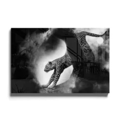 Walljar acrylglas schilderij - Crouching Panther Acrylglas schilderij - 60 x 90 cm