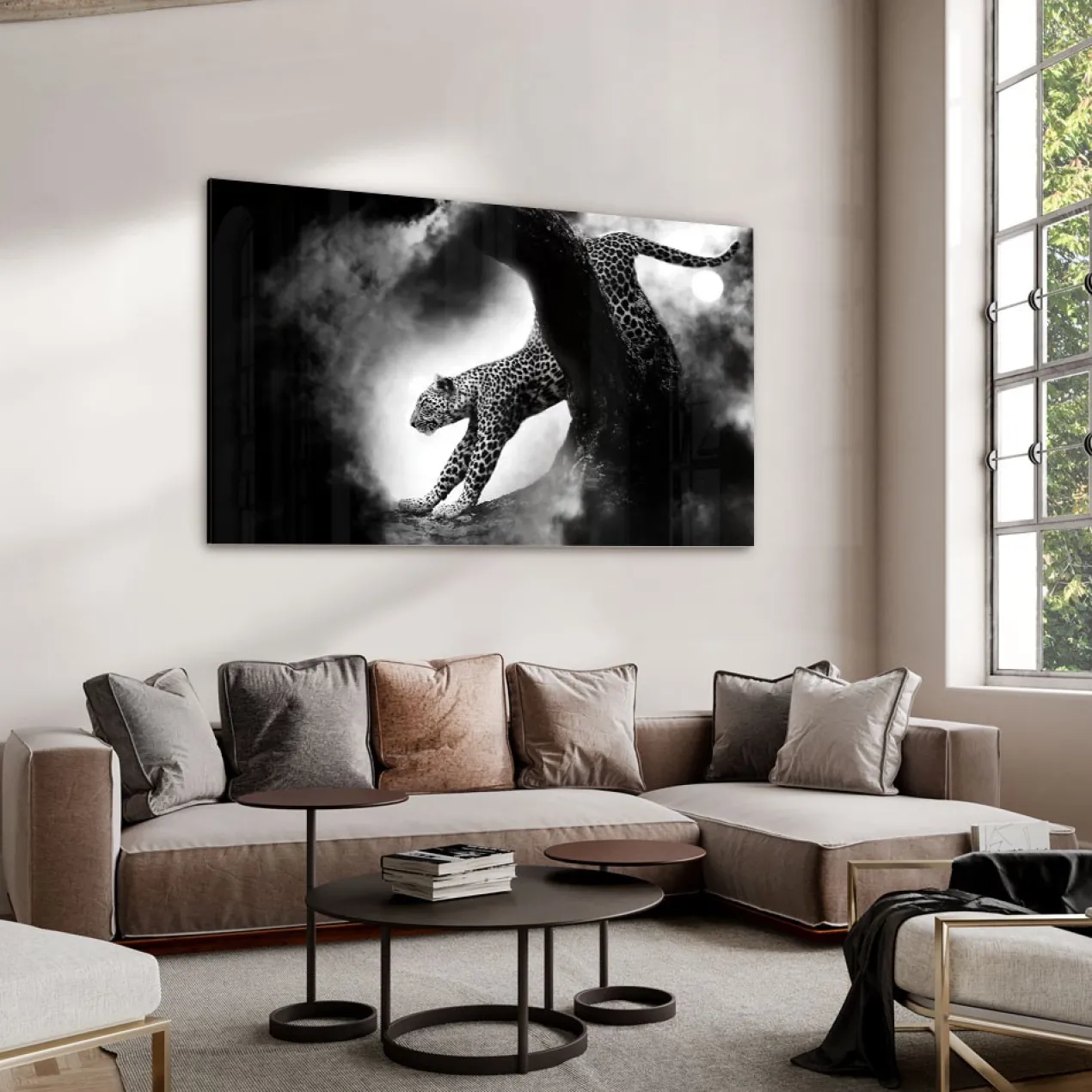 Walljar acrylglas schilderij - Crouching Panther Acrylglas schilderij - 70 x 100 cm