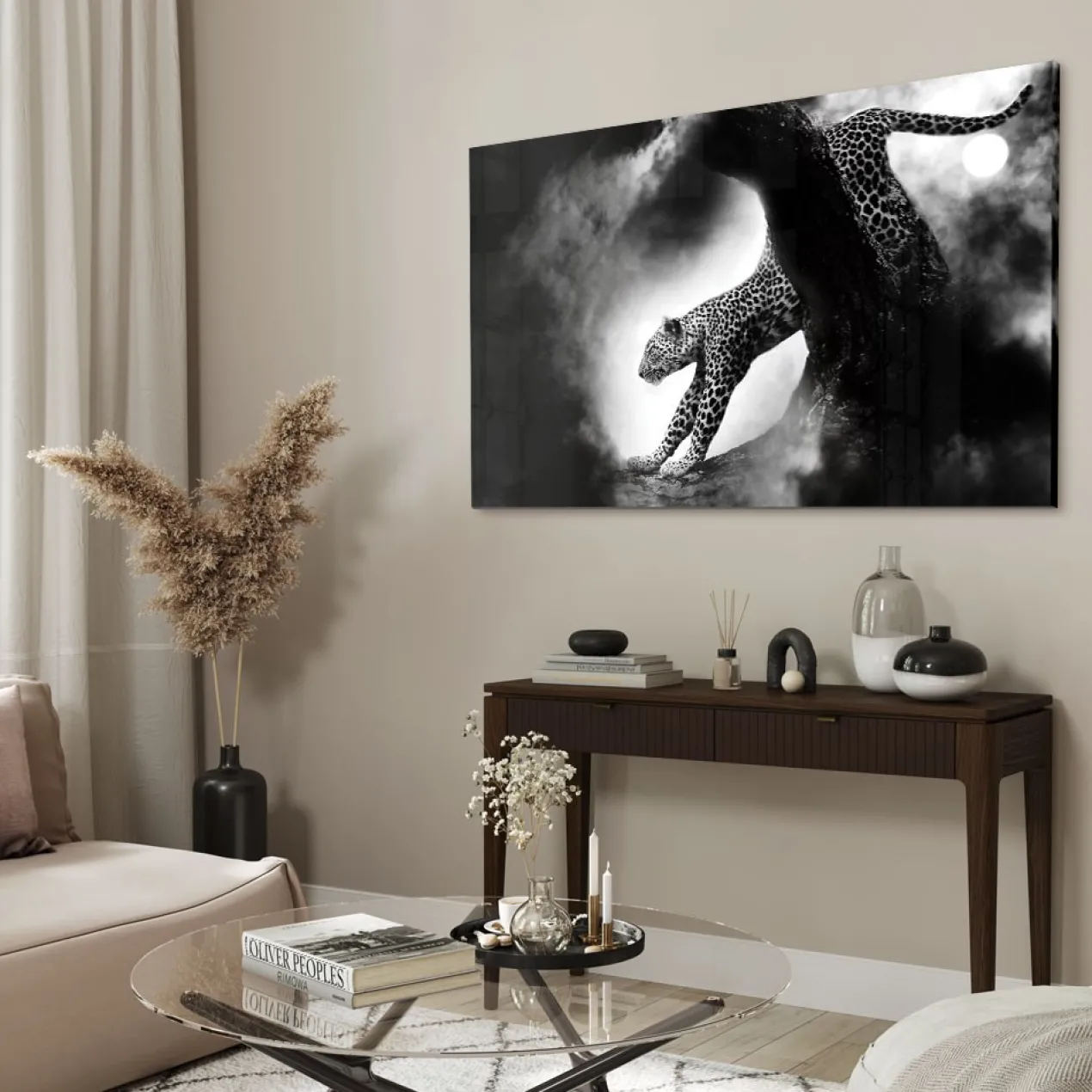 Walljar acrylglas schilderij - Crouching Panther Acrylglas schilderij - 80 x 120 cm