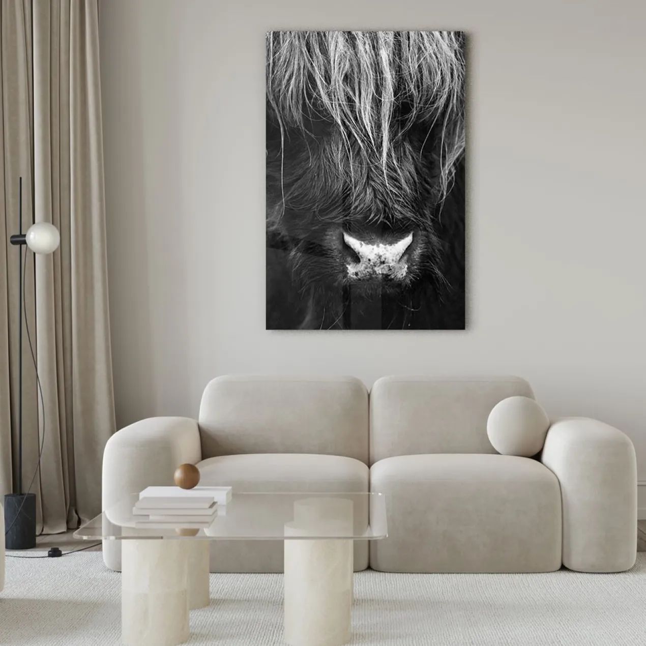 Walljar acrylglas schilderij - Close up Ox Acrylglas schilderij - 150 x 225 cm