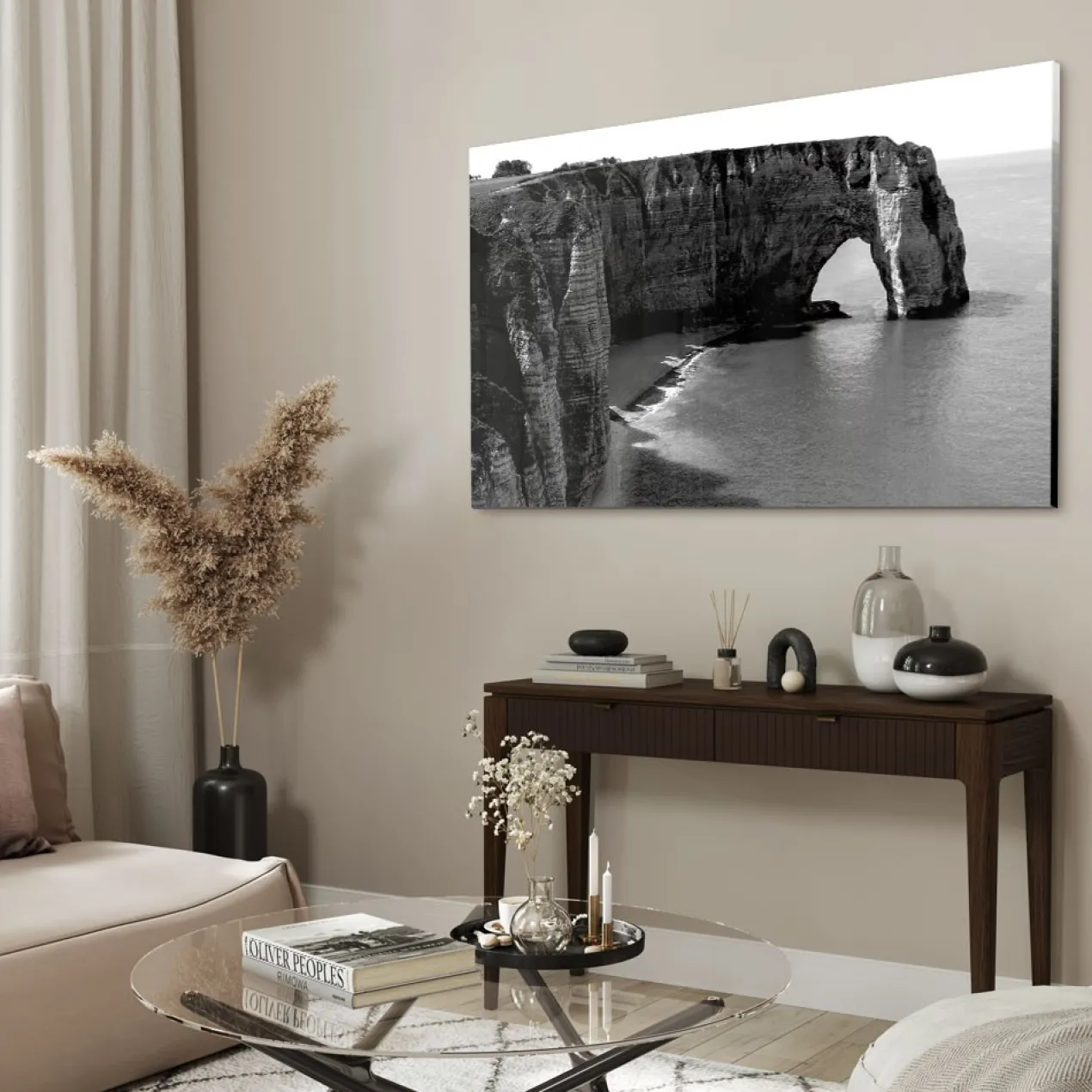 Walljar acrylglas schilderij - Cliffs of Etretat Acrylglas schilderij - 120 x 180 cm