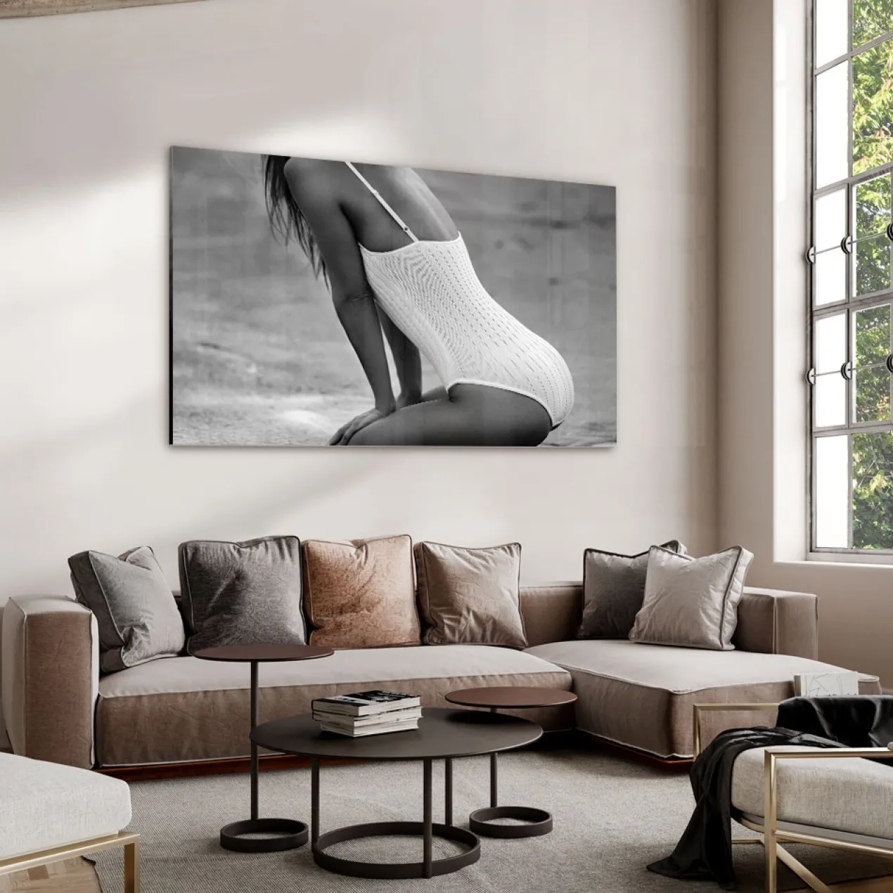 Walljar acrylglas schilderij - Beach Woman Acrylglas schilderij - 120 x 180 cm