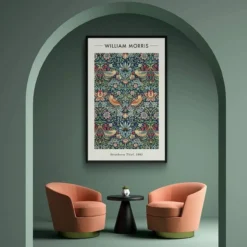 Walljar plexiglas schilderij - William Morris - Strawberry Thief Plexiglas schilderij - 80 x 120 cm