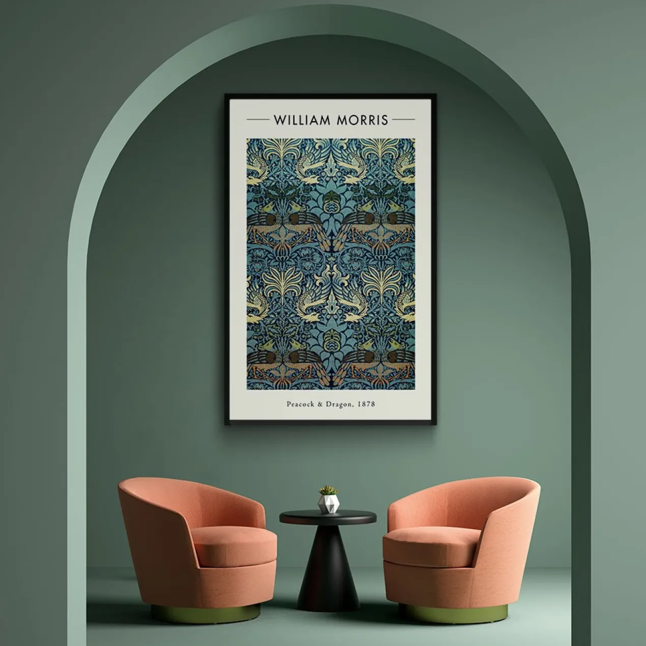 Walljar plexiglas schilderij - William Morris - Peacock and Dragon Plexiglas schilderij - 70 x 100 cm