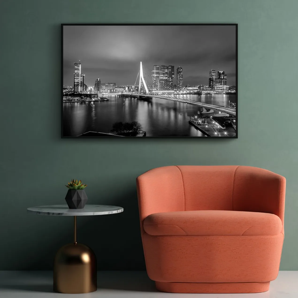 Walljar plexiglas schilderij - Rotterdam Skyline II Plexiglas schilderij - 150 x 225 cm
