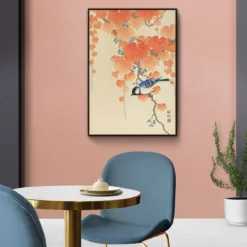 Walljar plexiglas schilderij - Ohara Koson - Great Tit On Paulownia Branch Plexiglas schilderij - 50 x 70 cm
