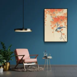 Walljar plexiglas schilderij - Ohara Koson - Great Tit On Paulownia Branch Plexiglas schilderij - 60 x 90 cm