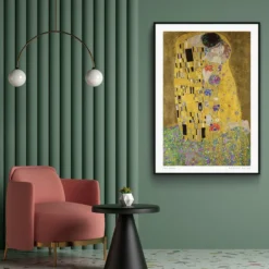 Walljar plexiglas schilderij - Gustav Klimt - De Kus Plexiglas schilderij - 150 x 225 cm