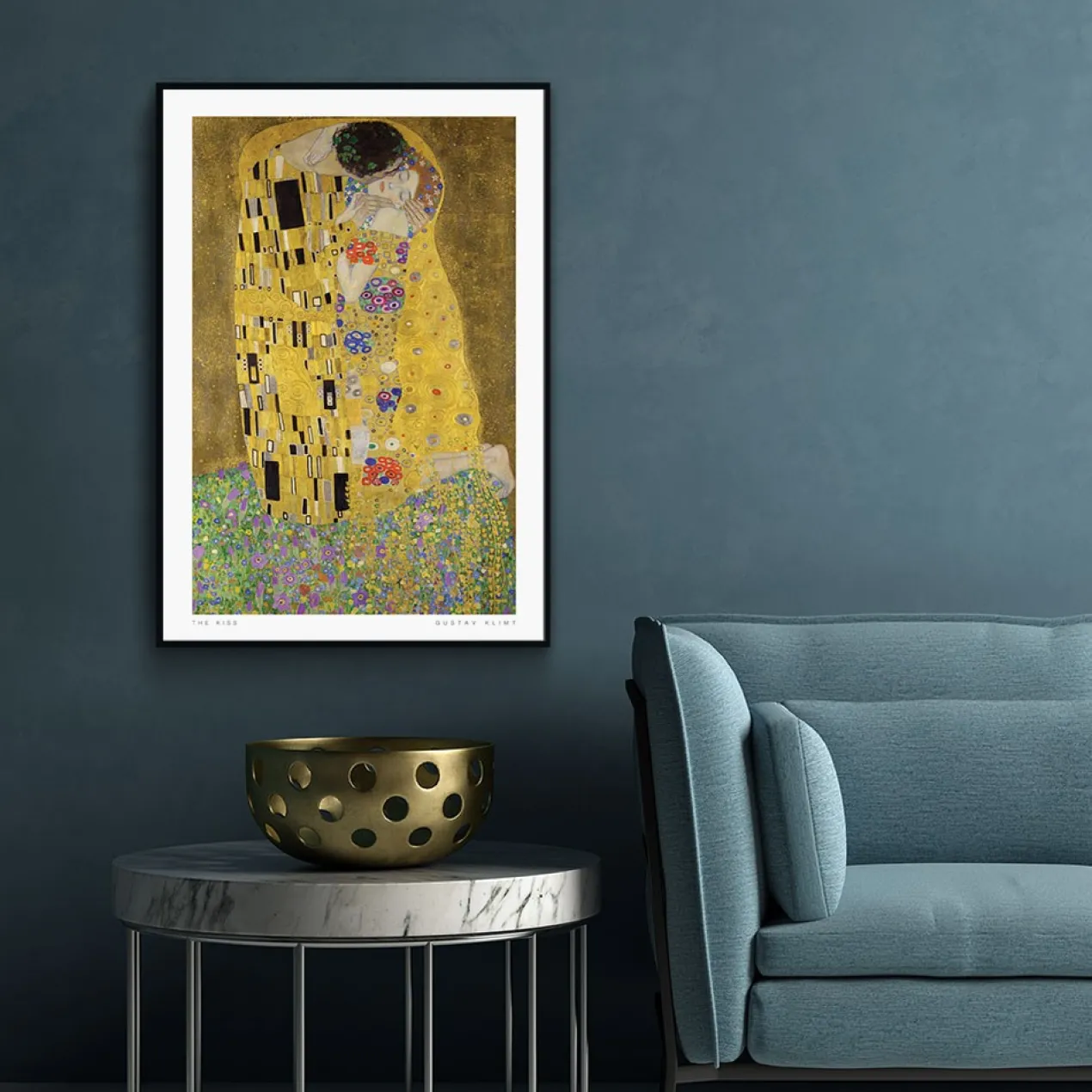 Walljar plexiglas schilderij - Gustav Klimt - De Kus Plexiglas schilderij - 150 x 225 cm