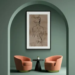Walljar poster ingelijst - Back Line Art Poster ingelijst - 50 x 70 cm