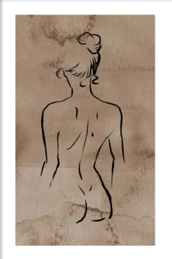 Walljar poster ingelijst - Back Line Art Poster ingelijst - 50 x 70 cm