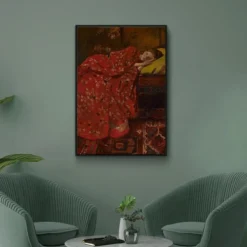 Walljar poster ingelijst - Breitner - Meisje In Rode Kimono Poster ingelijst - 50 x 70 cm