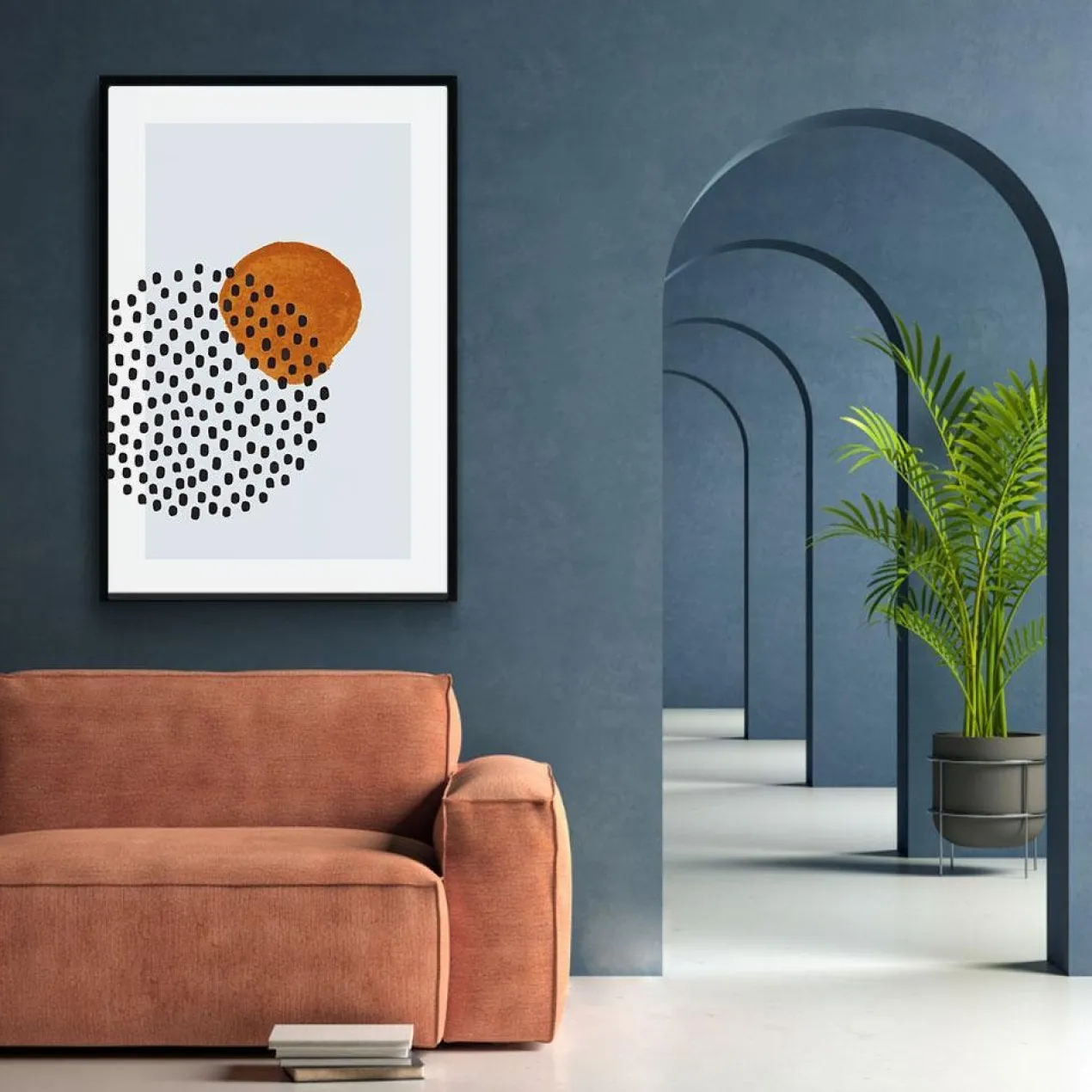 Walljar poster ingelijst - Circle Dots Poster ingelijst - 70 x 100 cm
