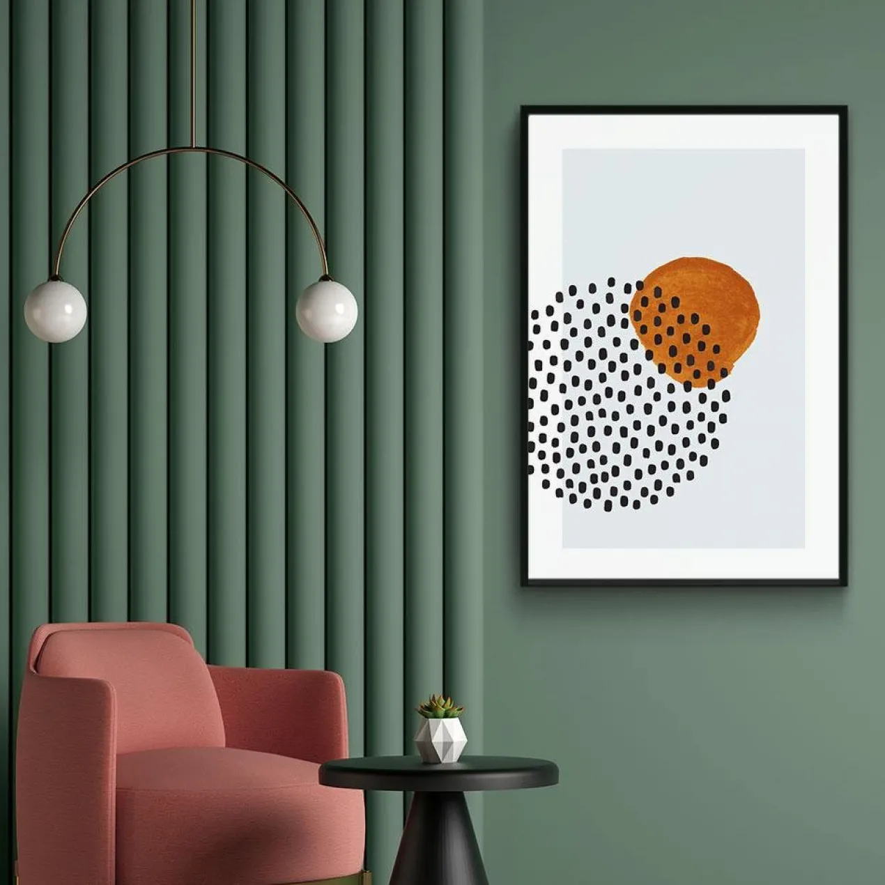 Walljar poster ingelijst - Circle Dots Poster ingelijst - 70 x 100 cm