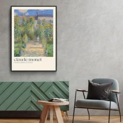 Walljar poster ingelijst - Claude Monet - De Tuin Van Monet In Vétheuil Poster ingelijst - 40 x 60 cm