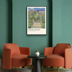 Walljar poster ingelijst - Claude Monet - De Tuin Van Monet In Vétheuil Poster ingelijst - 70 x 100 cm