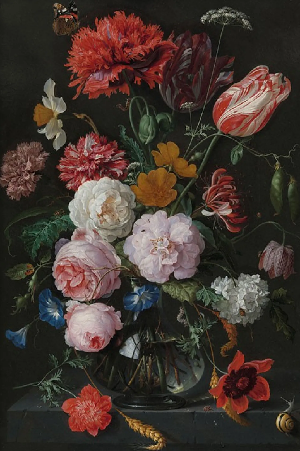 Walljar poster ingelijst - De Heem - Stilleven Met Bloemen Poster ingelijst - 40 x 60 cm