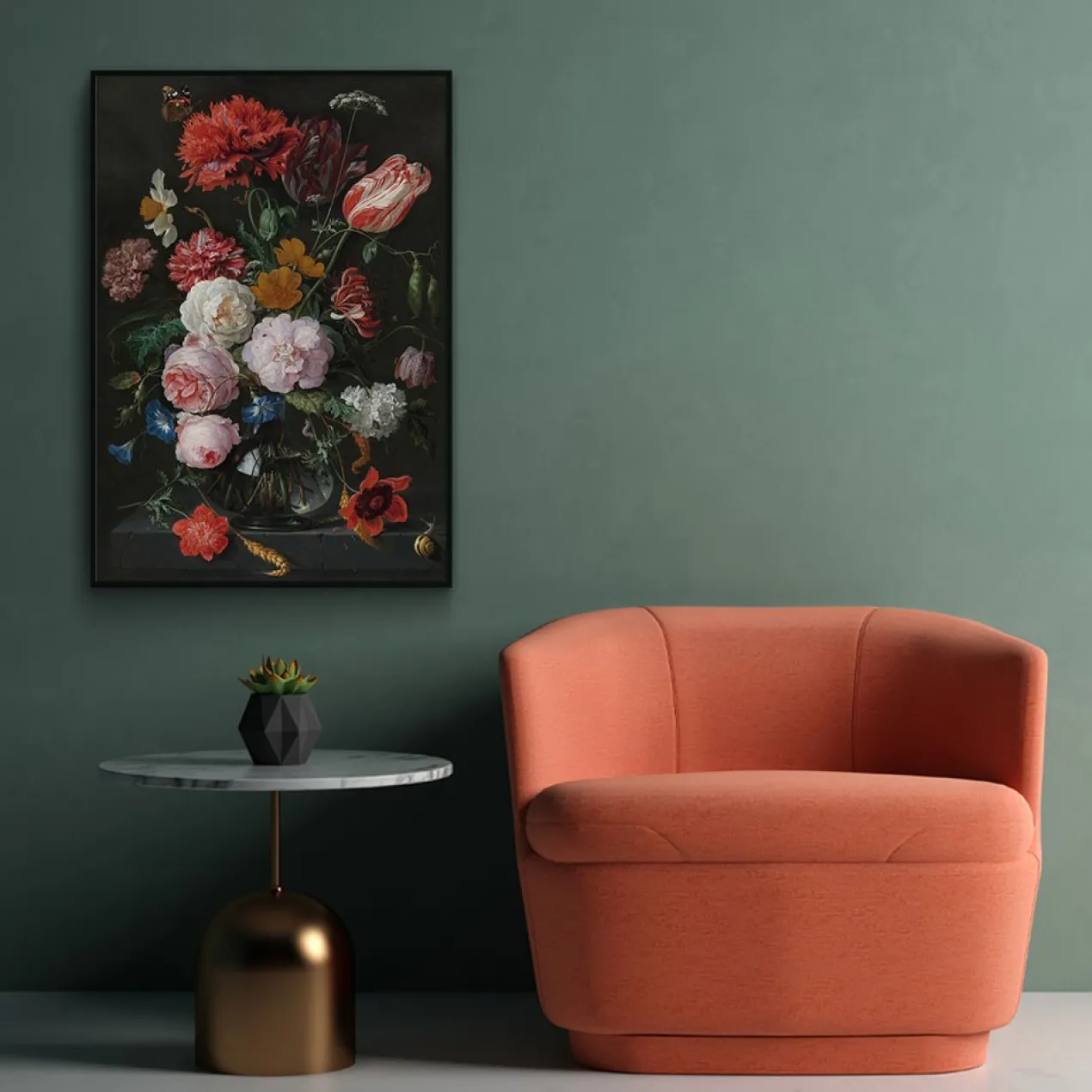 Walljar poster ingelijst - De Heem - Stilleven Met Bloemen Poster ingelijst - 50 x 70 cm