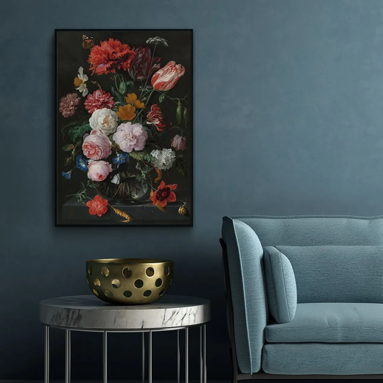 Walljar poster ingelijst - De Heem - Stilleven Met Bloemen Poster ingelijst - 70 x 100 cm