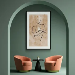 Walljar poster ingelijst - Feminine Line Art Poster ingelijst - 40 x 60 cm