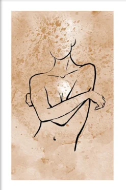 Walljar poster ingelijst - Feminine Line Art Poster ingelijst - 40 x 60 cm