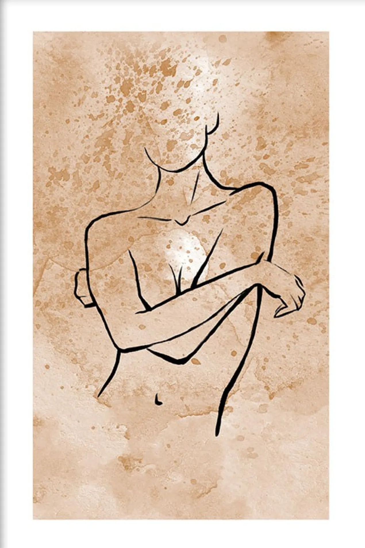 Walljar poster ingelijst - Feminine Line Art Poster ingelijst - 40 x 60 cm