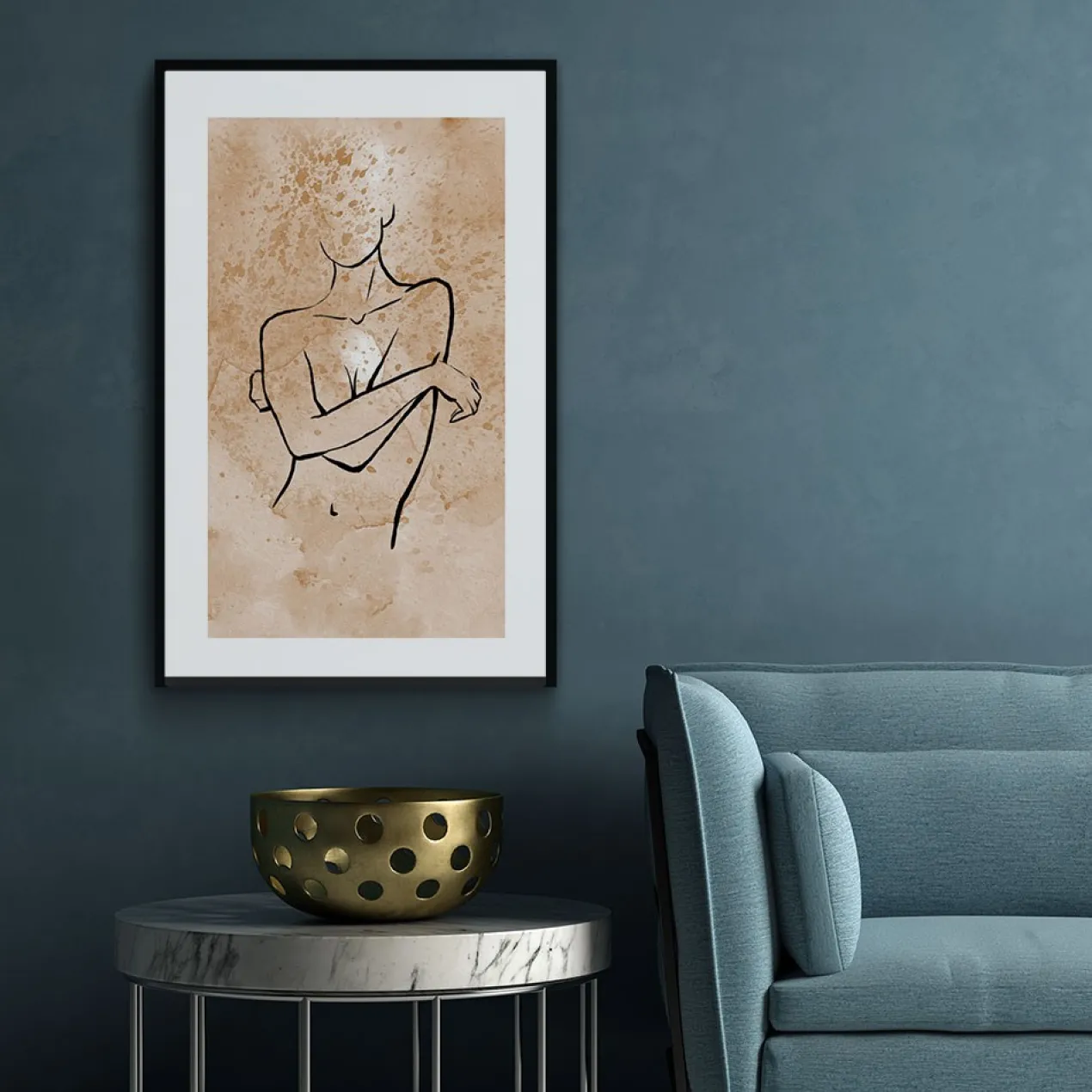 Walljar poster ingelijst - Feminine Line Art Poster ingelijst - 40 x 60 cm