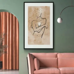 Walljar poster ingelijst - Feminine Line Art Poster ingelijst - 50 x 70 cm