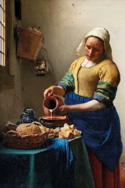Walljar poster ingelijst - Johannes Vermeer - Het Melkmeisje II Poster ingelijst - 70 x 100 cm