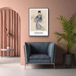 Walljar poster ingelijst - Katsushika Hokusai - Woman Poster ingelijst - 70 x 100 cm