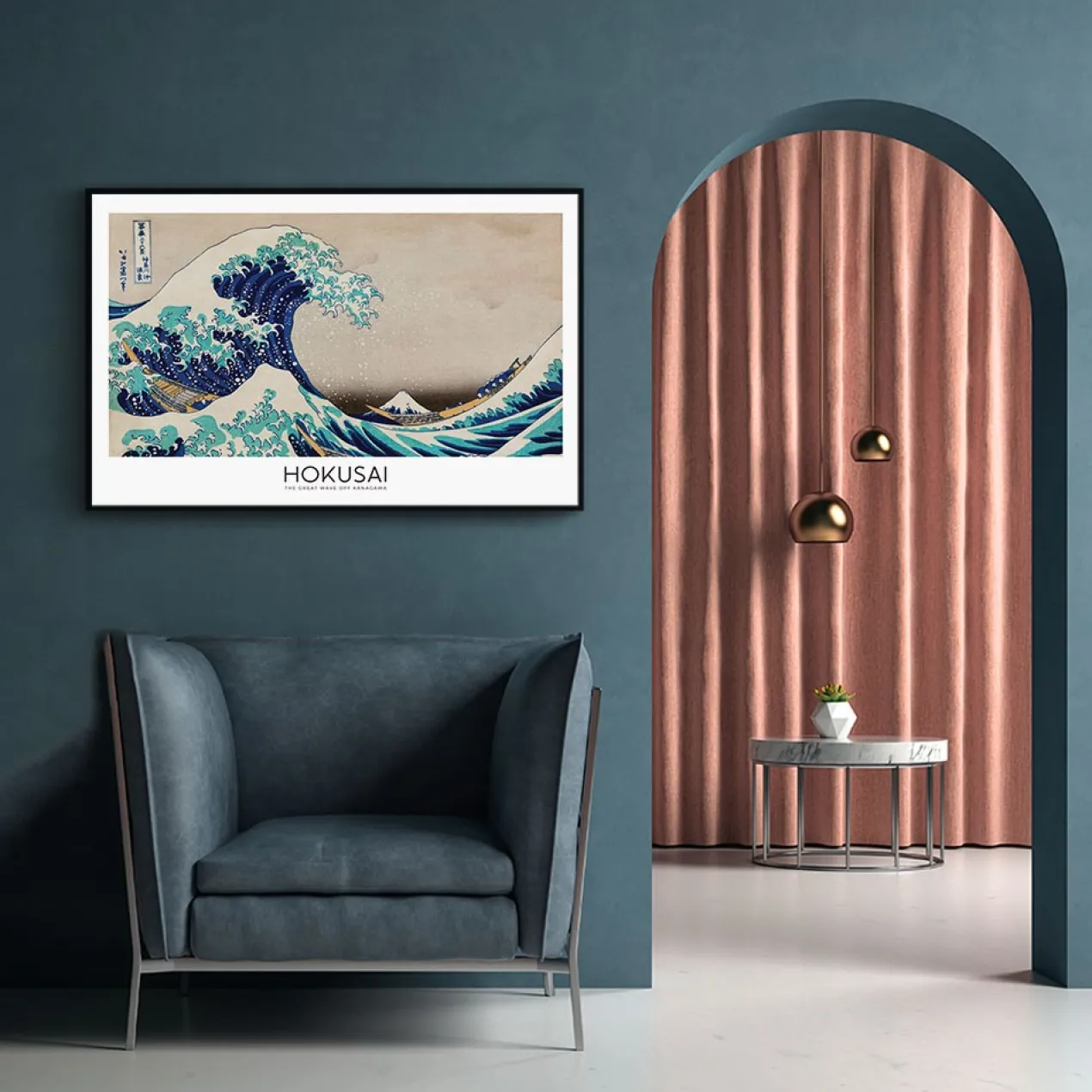 Walljar poster ingelijst - Katsushika Hokusai - The Great Wave Poster ingelijst - 50 x 70 cm