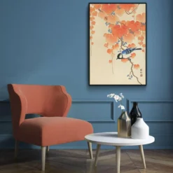Walljar poster ingelijst - Ohara Koson - Great Tit On Paulownia Branch Poster ingelijst - 40 x 60 cm
