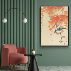 Walljar poster ingelijst - Ohara Koson - Great Tit On Paulownia Branch Poster ingelijst - 40 x 60 cm